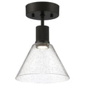 Port Nine Martini LED Semi-Flush, Matte Black / Seeded Glass / 9W