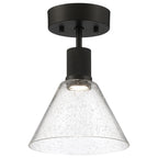 Port Nine Martini LED Semi-Flush, Matte Black / Seeded Glass / 9W