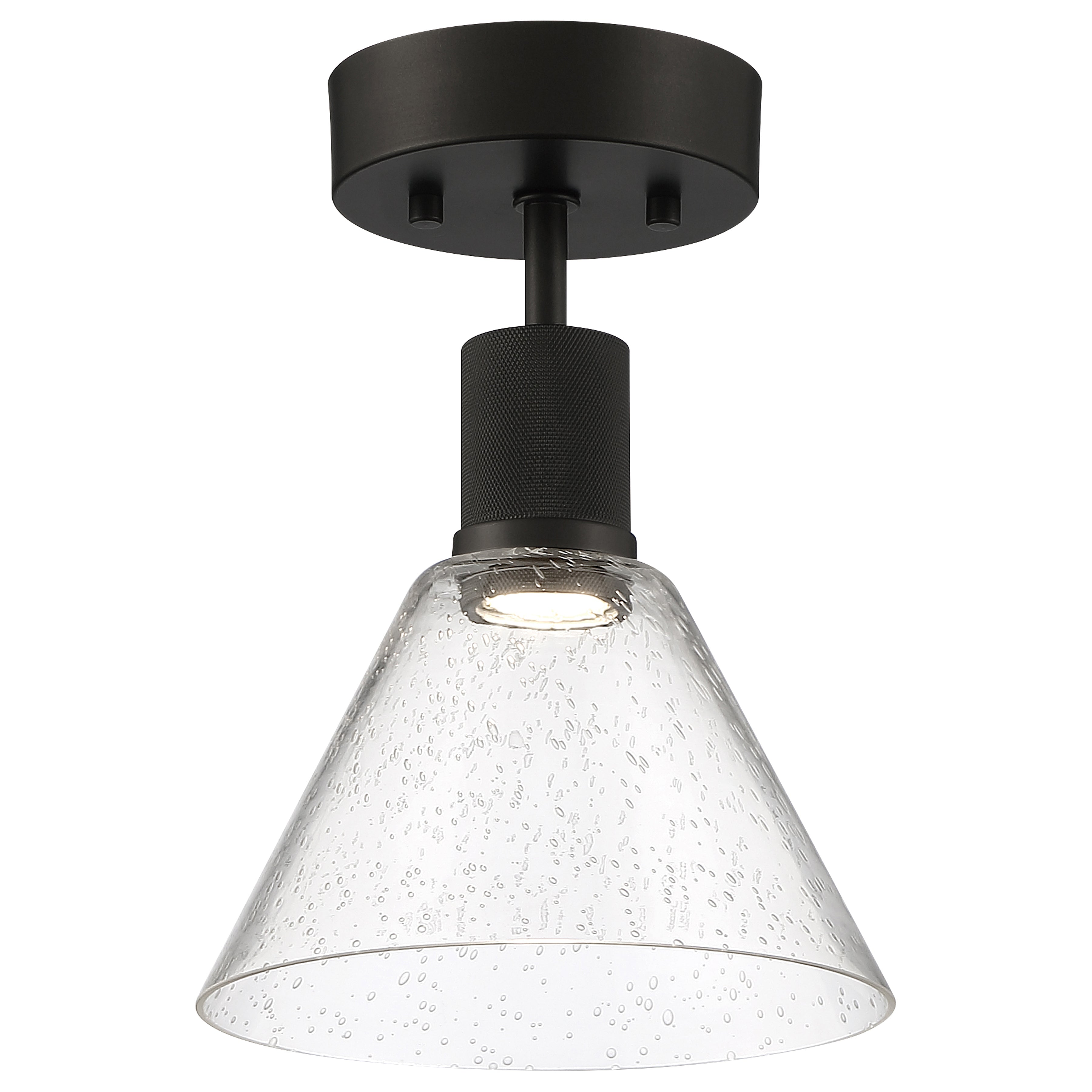 Port Nine Martini LED Semi-Flush, Matte Black / Seeded Glass / 9W