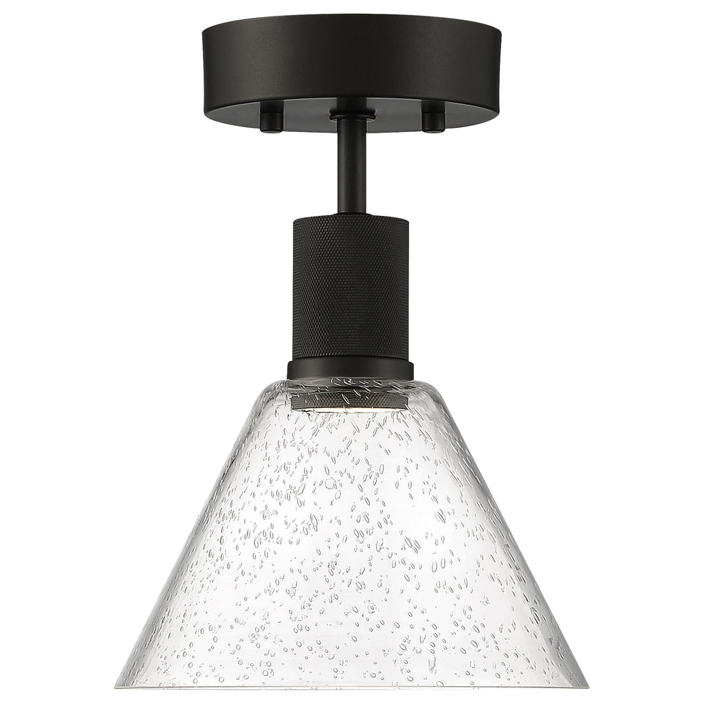 Port Nine Martini LED Semi-Flush, Matte Black / Seeded Glass / 9W