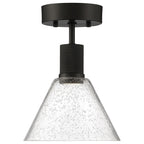 Port Nine Martini LED Semi-Flush, Matte Black / Seeded Glass / 9W