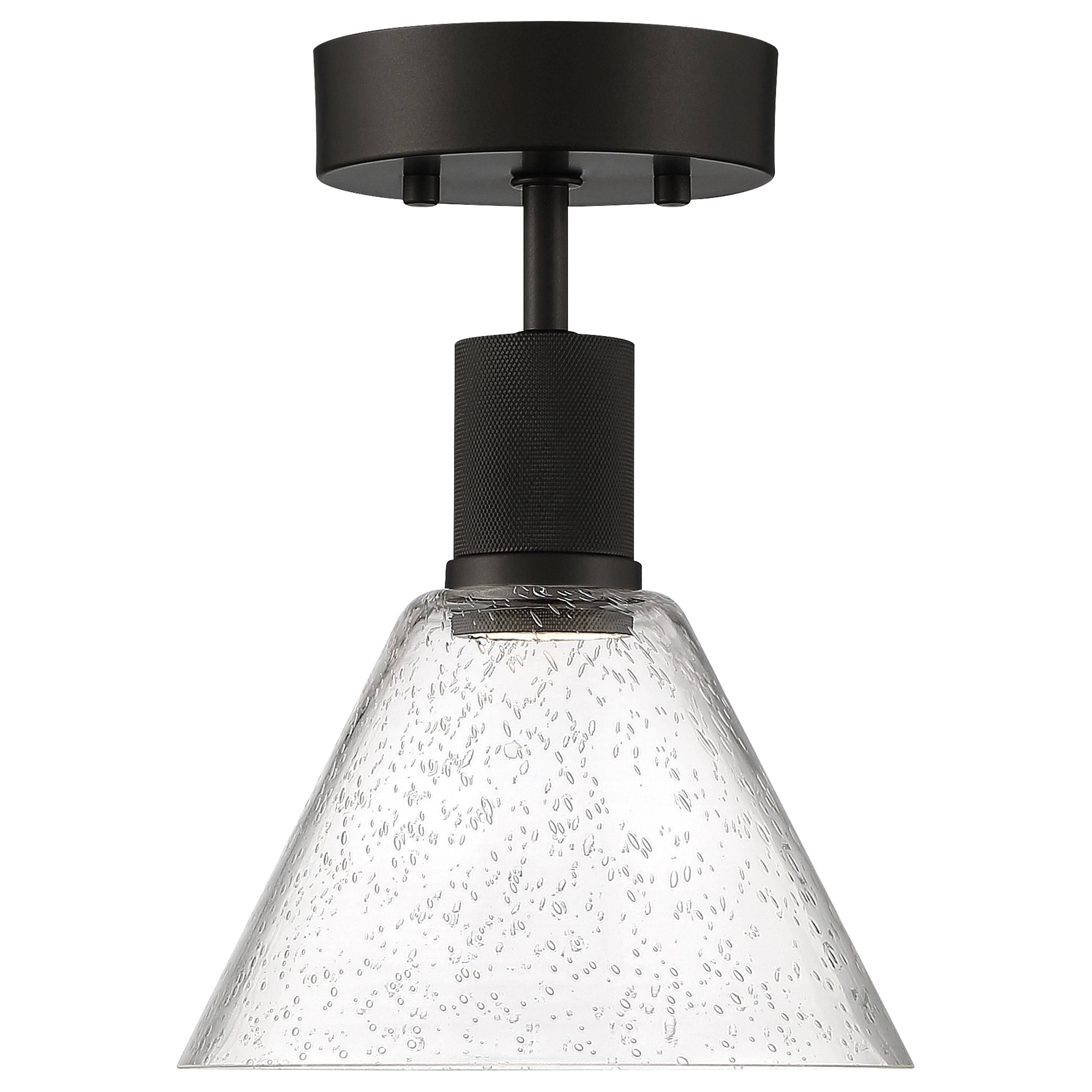 Port Nine Martini LED Semi-Flush, Matte Black / Seeded Glass / 9W
