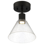 Port Nine Martini LED Semi-Flush, Matte Black / Seeded Glass / 9W