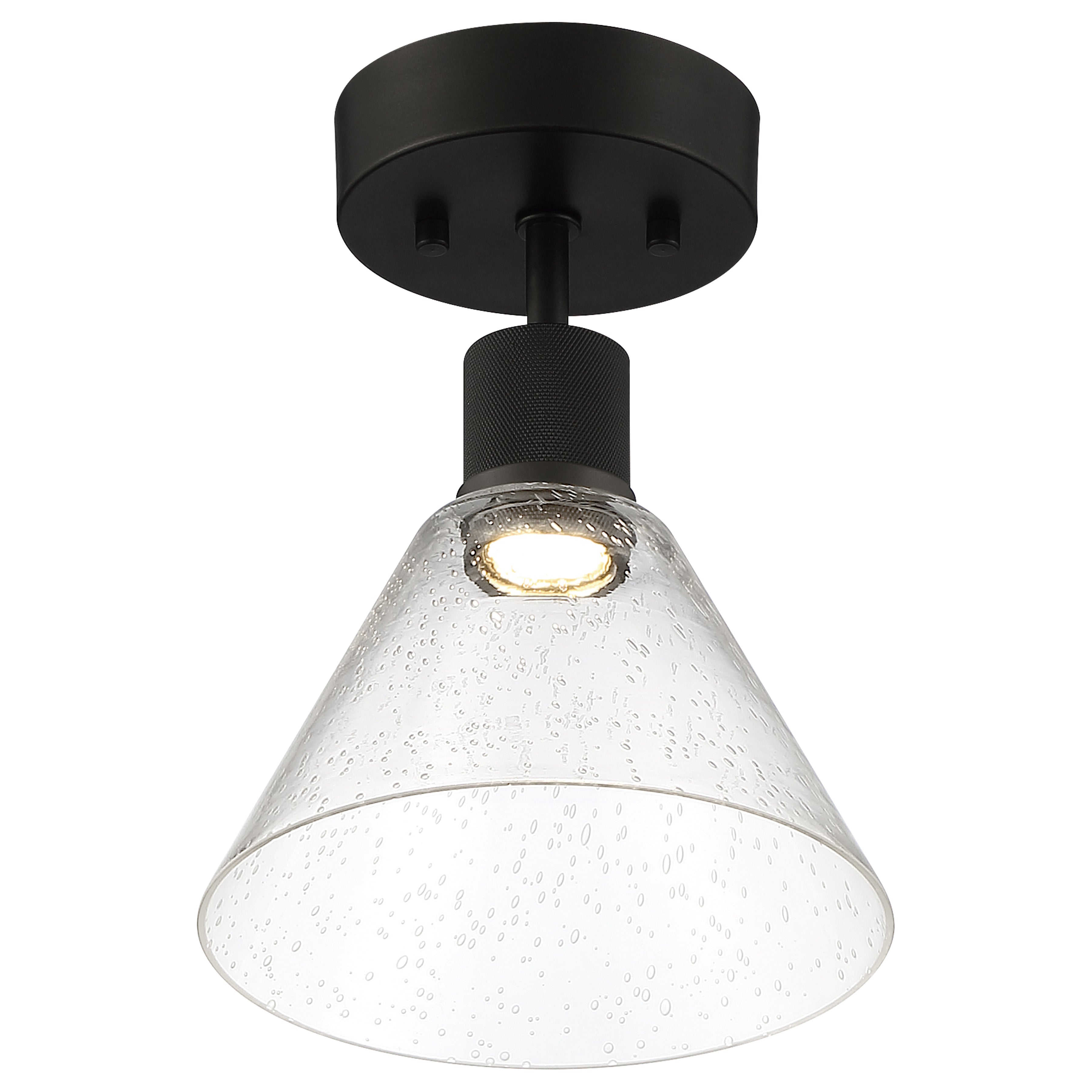 Port Nine Martini LED Semi-Flush, Matte Black / Seeded Glass / 9W