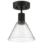 Port Nine Martini LED Semi-Flush, Matte Black / Seeded Glass / 9W