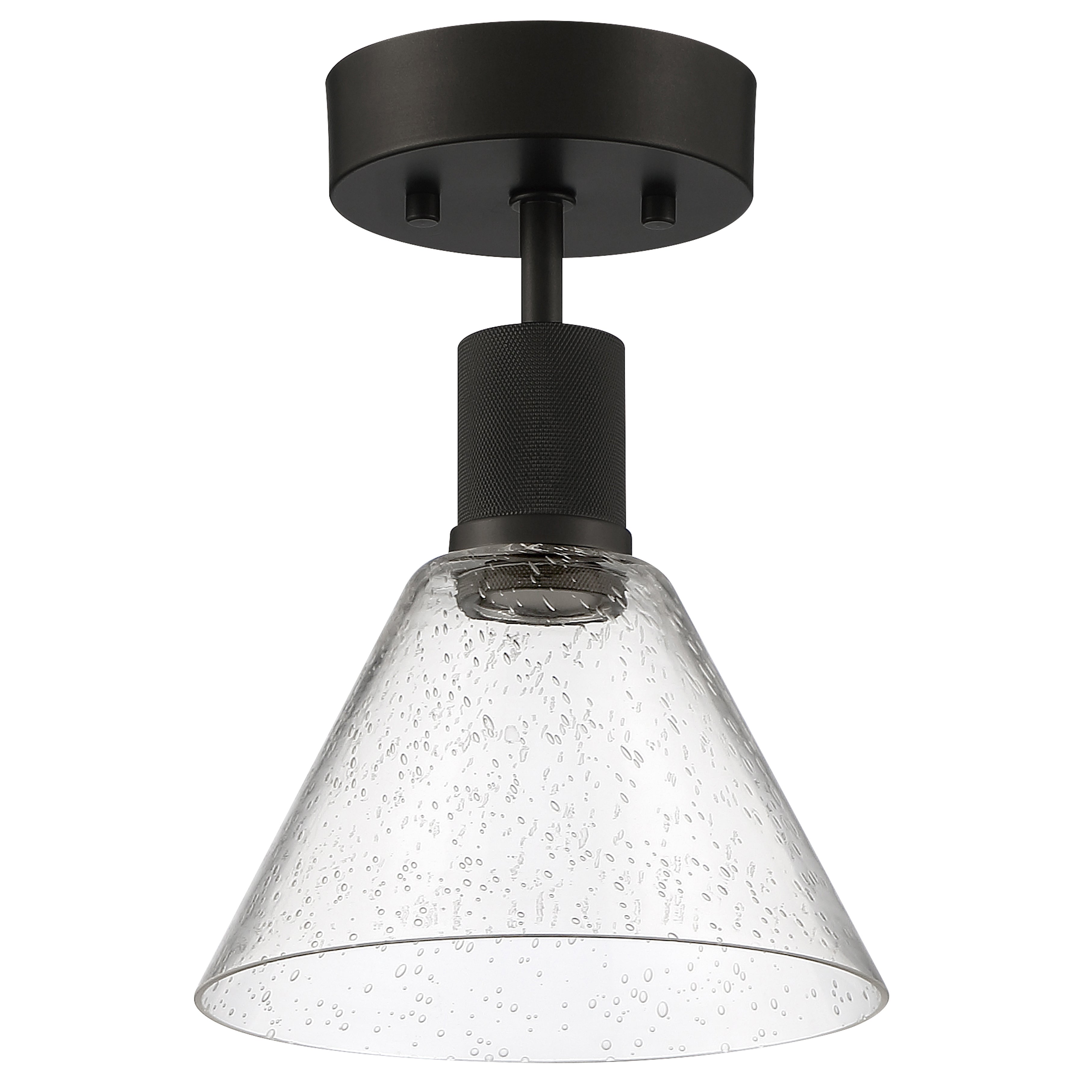 Port Nine Martini LED Semi-Flush, Matte Black / Seeded Glass / 9W