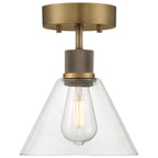 Port Nine Martini LED Semi-Flush, Antique Brushed Brass / Clear Glass / 7W