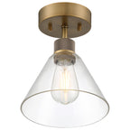 Port Nine Martini LED Semi-Flush, Antique Brushed Brass / Clear Glass / 7W