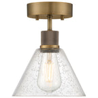 Port Nine Martini LED Semi-Flush, Antique Brushed Brass / Seeded Glass / 7W