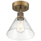 Port Nine Martini LED Semi-Flush, Antique Brushed Brass / Seeded Glass / 7W