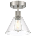 Port Nine Martini LED Semi-Flush, Brushed Steel / Clear Glass / 7W
