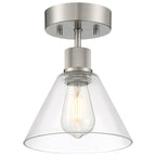 Port Nine Martini LED Semi-Flush, Brushed Steel / Clear Glass / 7W