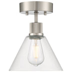 Port Nine Martini LED Semi-Flush, Brushed Steel / Clear Glass / 7W