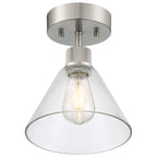 Port Nine Martini LED Semi-Flush, Brushed Steel / Clear Glass / 7W