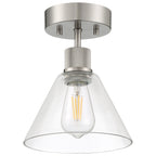 Port Nine Martini LED Semi-Flush, Brushed Steel / Clear Glass / 7W