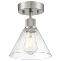 Port Nine Martini LED Semi-Flush, Brushed Steel / Seeded Glass / 7W