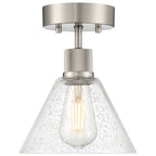 Port Nine Martini LED Semi-Flush, Brushed Steel / Seeded Glass / 7W