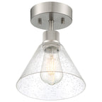 Port Nine Martini LED Semi-Flush, Brushed Steel / Seeded Glass / 7W