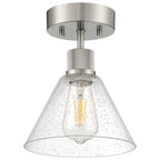 Port Nine Martini LED Semi-Flush, Brushed Steel / Seeded Glass / 7W