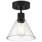 Port Nine Martini LED Semi-Flush, Matte Black / Clear Glass / 7W