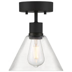 Port Nine Martini LED Semi-Flush, Matte Black / Clear Glass / 7W