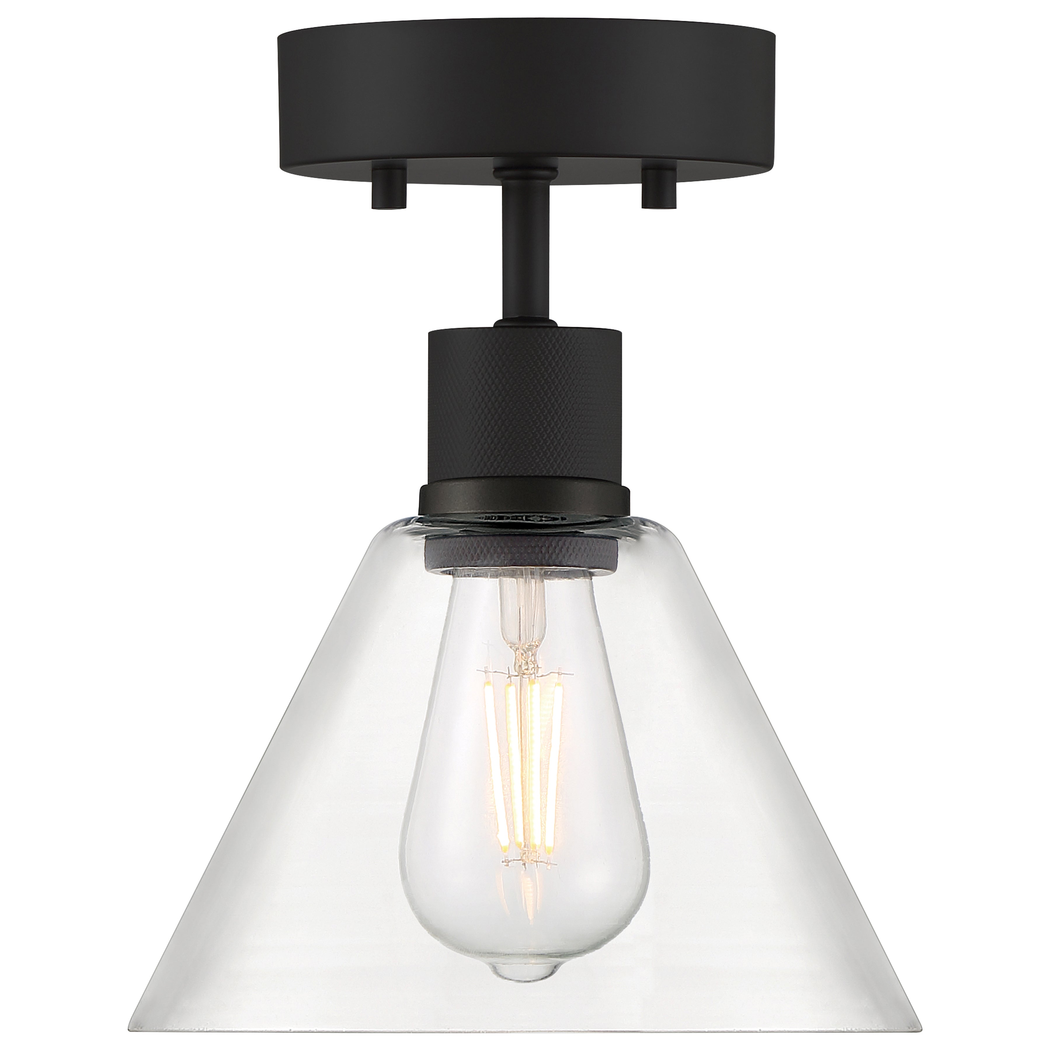 Port Nine Martini LED Semi-Flush, Matte Black / Clear Glass / 7W