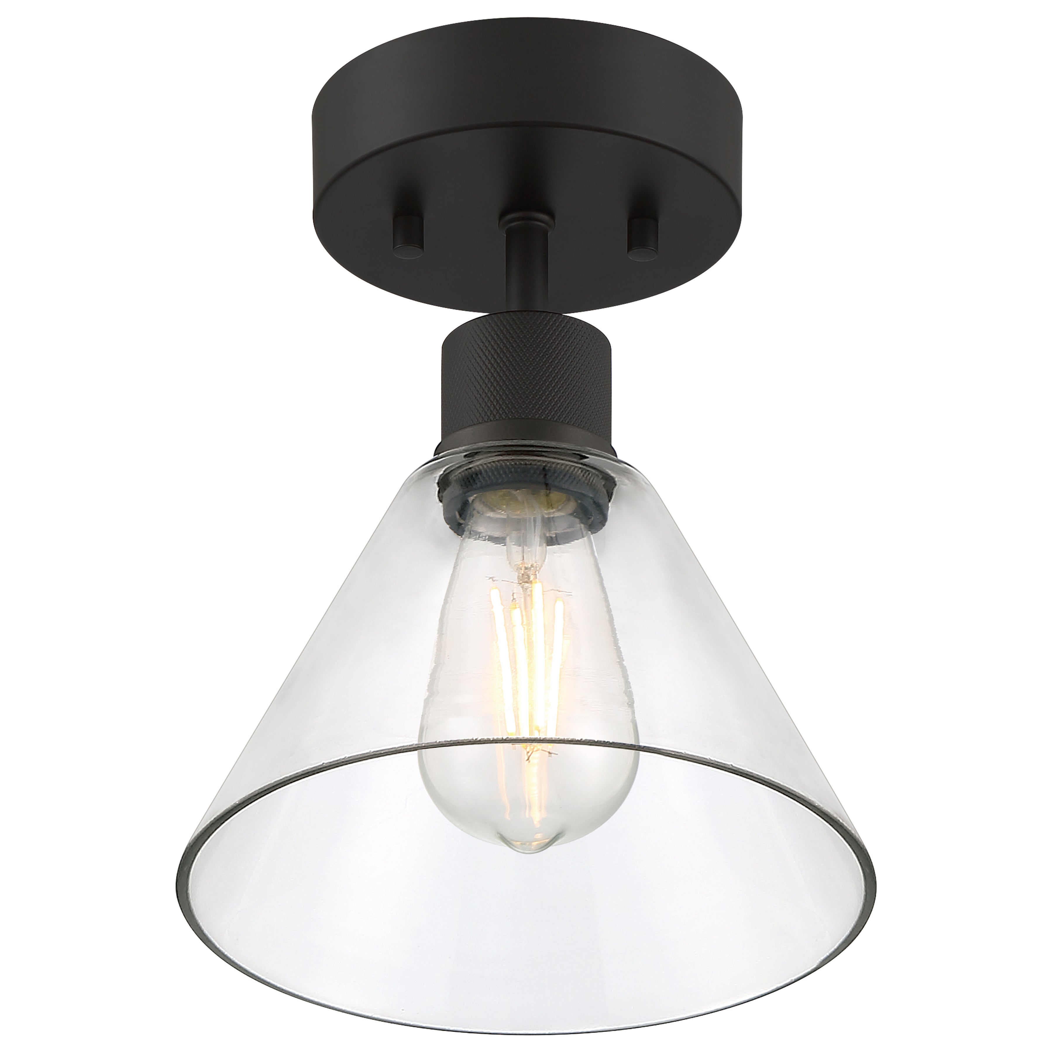 Port Nine Martini LED Semi-Flush, Matte Black / Clear Glass / 7W