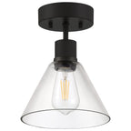 Port Nine Martini LED Semi-Flush, Matte Black / Clear Glass / 7W