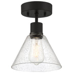 Port Nine Martini LED Semi-Flush, Matte Black / Seeded Glass / 7W