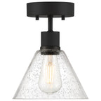 Port Nine Martini LED Semi-Flush, Matte Black / Seeded Glass / 7W