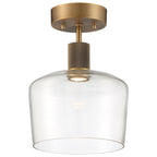 Port Nine Chardonnay LED Semi-Flush, Antique Brushed Brass / Clear Glass / 9W