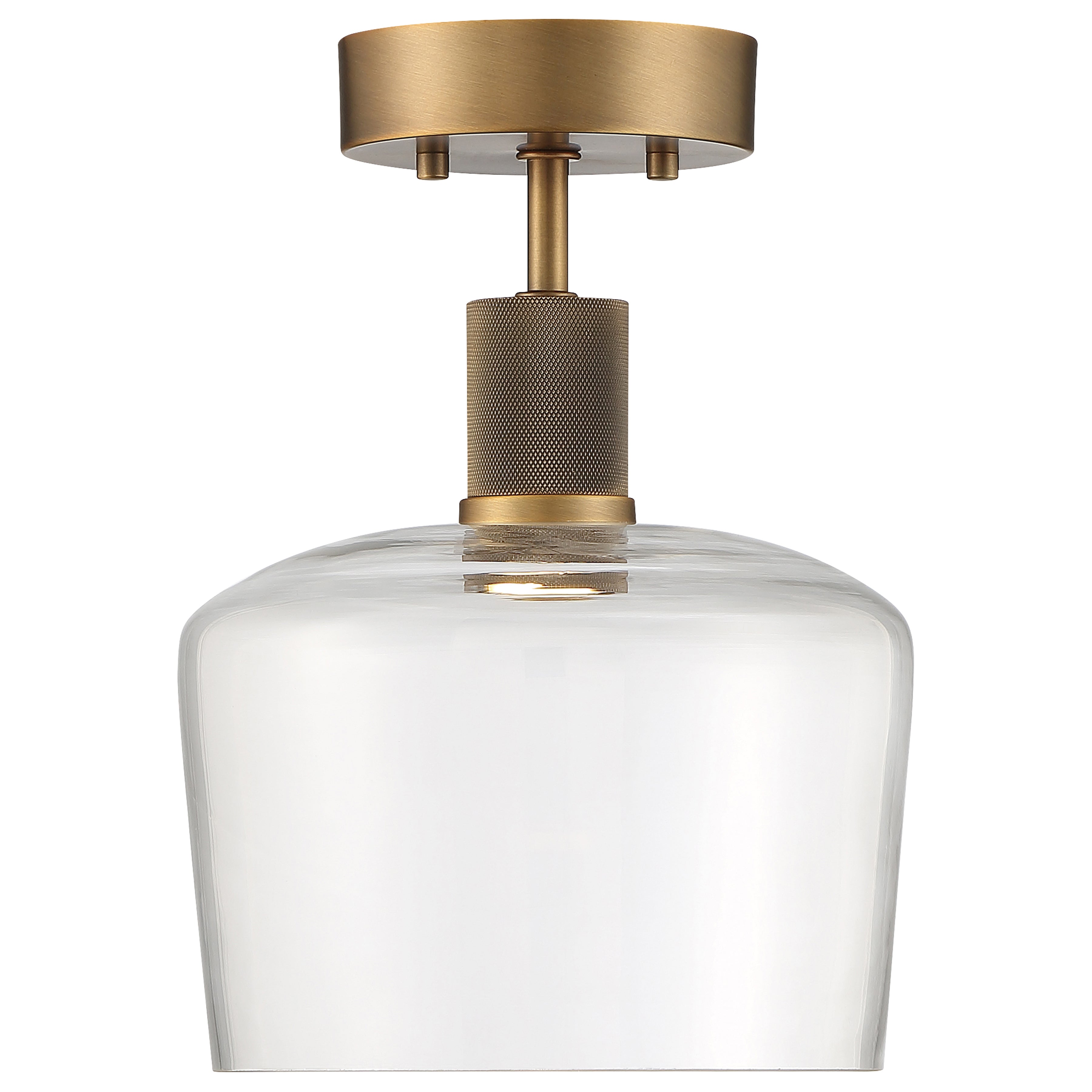 Port Nine Chardonnay LED Semi-Flush, Antique Brushed Brass / Clear Glass / 9W