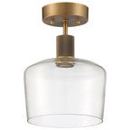 Port Nine Chardonnay LED Semi-Flush, Antique Brushed Brass / Clear Glass / 9W