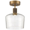 Port Nine Chardonnay LED Semi-Flush, Antique Brushed Brass / Seeded Glass / 9W