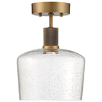 Port Nine Chardonnay LED Semi-Flush, Antique Brushed Brass / Seeded Glass / 9W