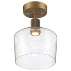 Port Nine Chardonnay LED Semi-Flush, Antique Brushed Brass / Seeded Glass / 9W