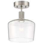 Port Nine Chardonnay LED Semi-Flush, Brushed Steel / Clear Glass / 9W