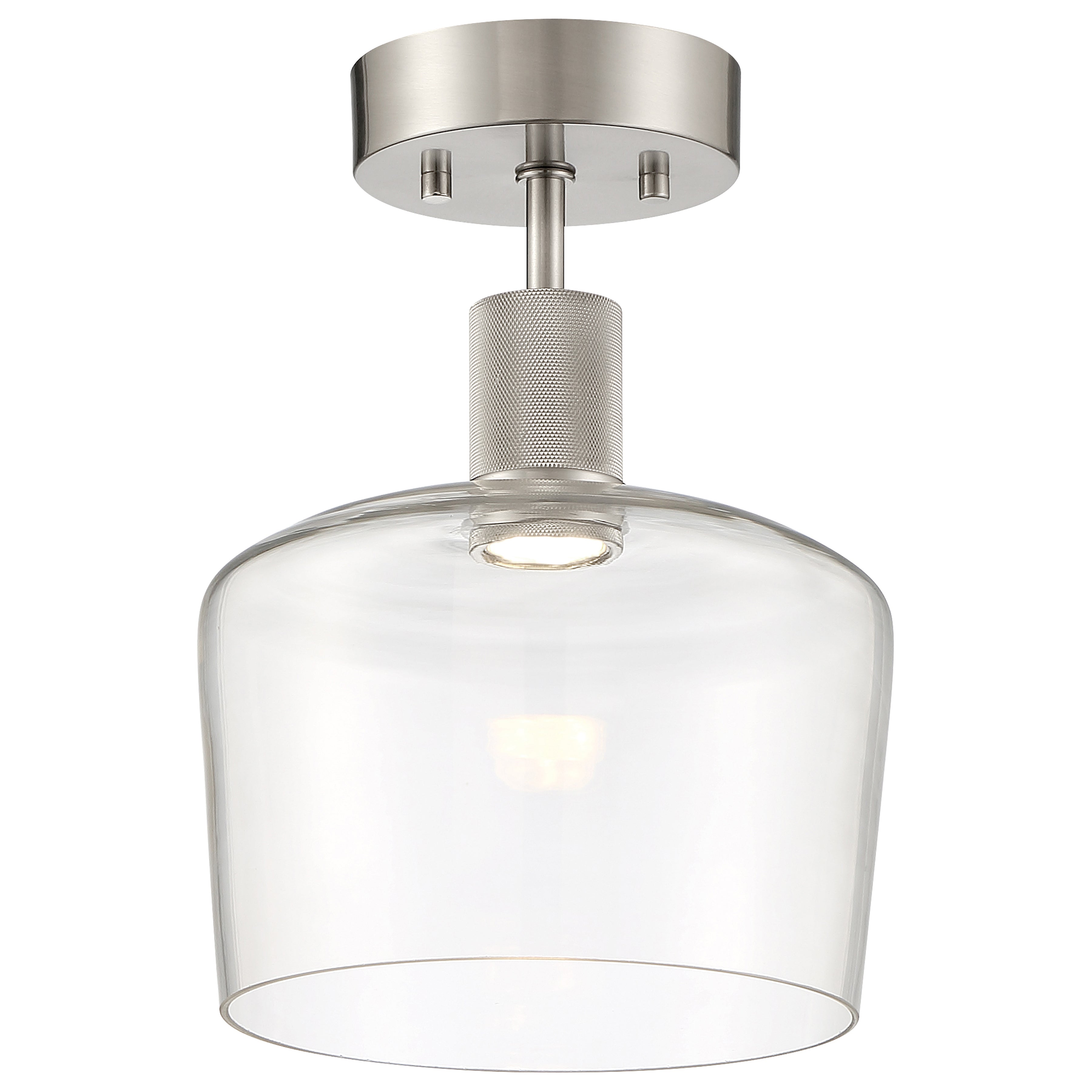 Port Nine Chardonnay LED Semi-Flush, Brushed Steel / Clear Glass / 9W