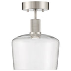 Port Nine Chardonnay LED Semi-Flush, Brushed Steel / Clear Glass / 9W
