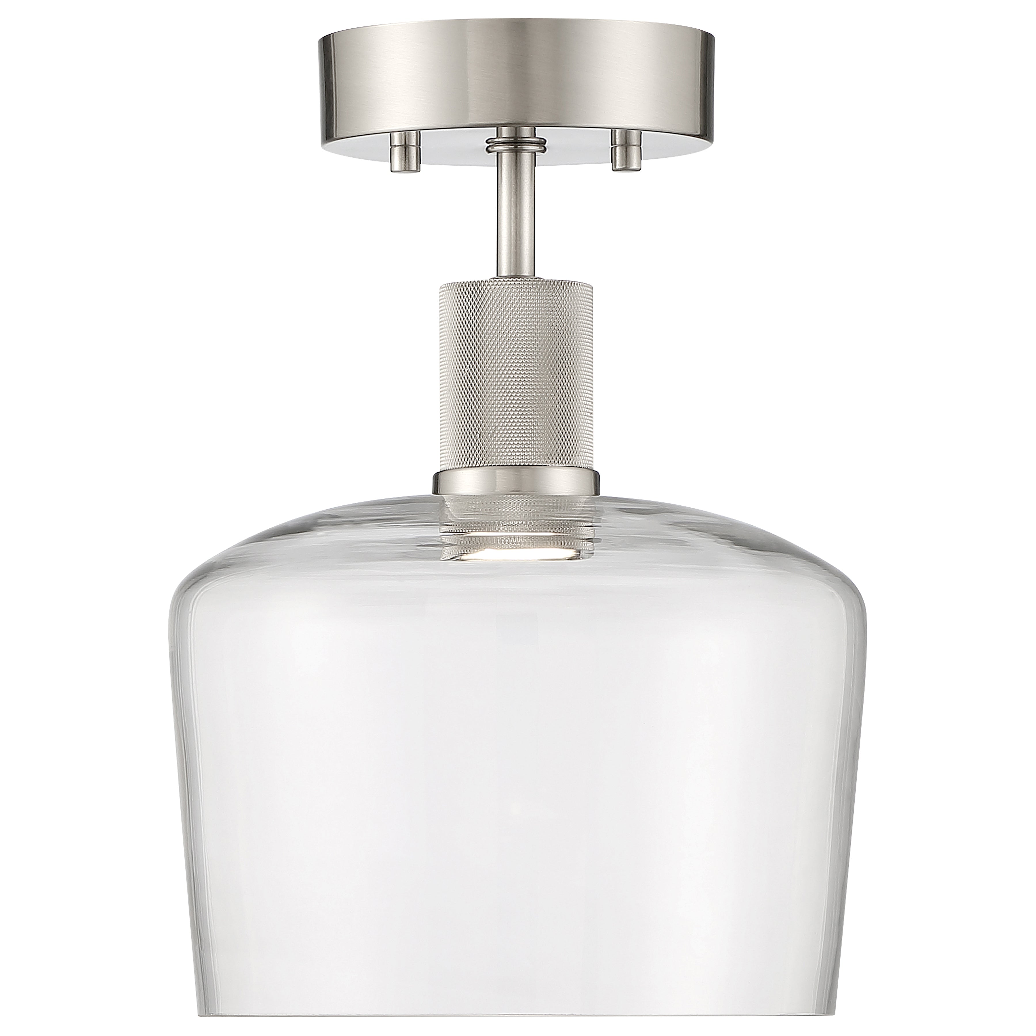 Port Nine Chardonnay LED Semi-Flush, Brushed Steel / Clear Glass / 9W