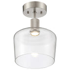 Port Nine Chardonnay LED Semi-Flush, Brushed Steel / Clear Glass / 9W