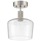Port Nine Chardonnay LED Semi-Flush, Brushed Steel / Clear Glass / 9W
