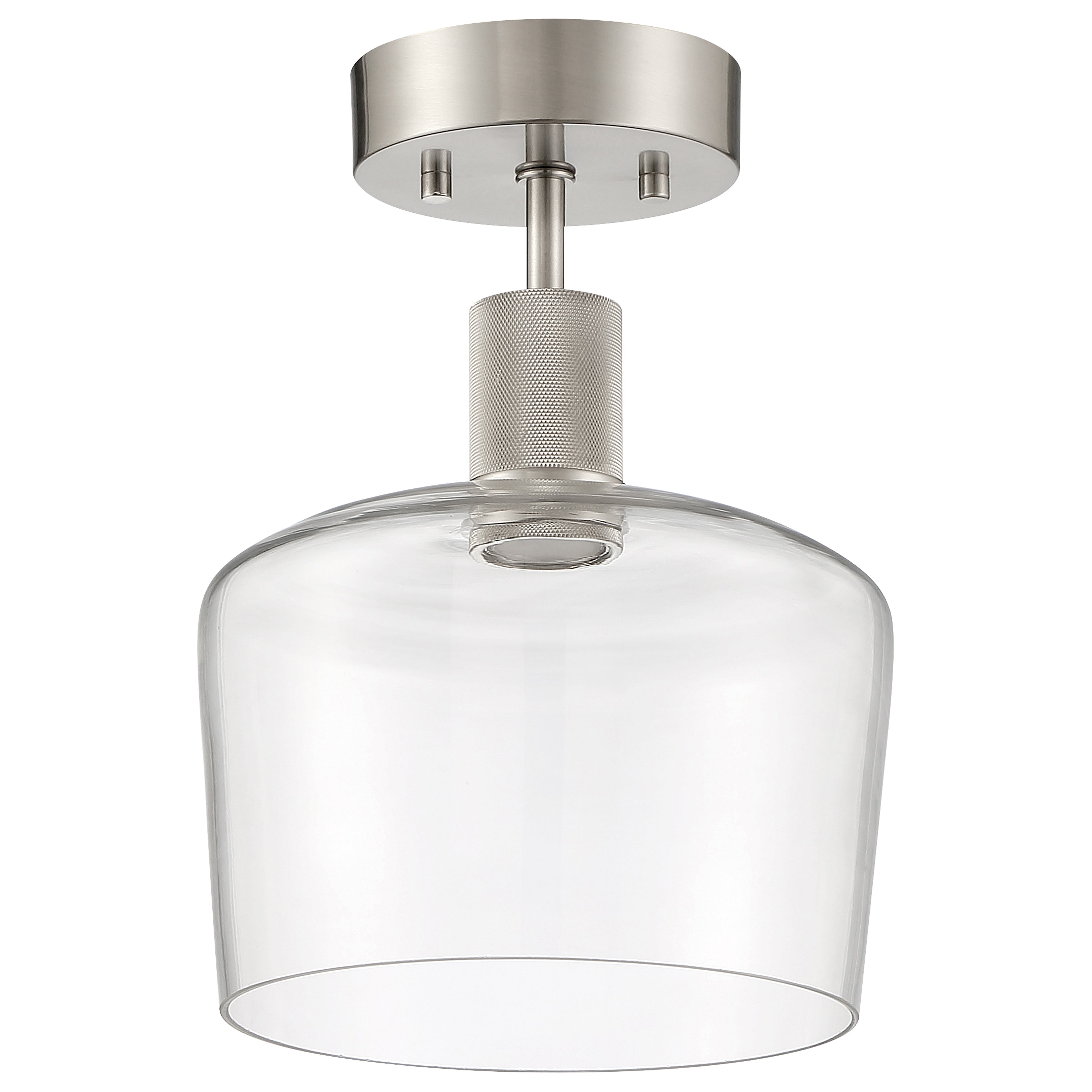 Port Nine Chardonnay LED Semi-Flush, Brushed Steel / Clear Glass / 9W