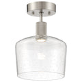 Port Nine Chardonnay LED Semi-Flush, Brushed Steel / Seeded Glass / 9W