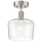 Port Nine Chardonnay LED Semi-Flush, Brushed Steel / Seeded Glass / 9W