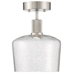 Port Nine Chardonnay LED Semi-Flush, Brushed Steel / Seeded Glass / 9W