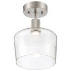 Port Nine Chardonnay LED Semi-Flush, Brushed Steel / Seeded Glass / 9W