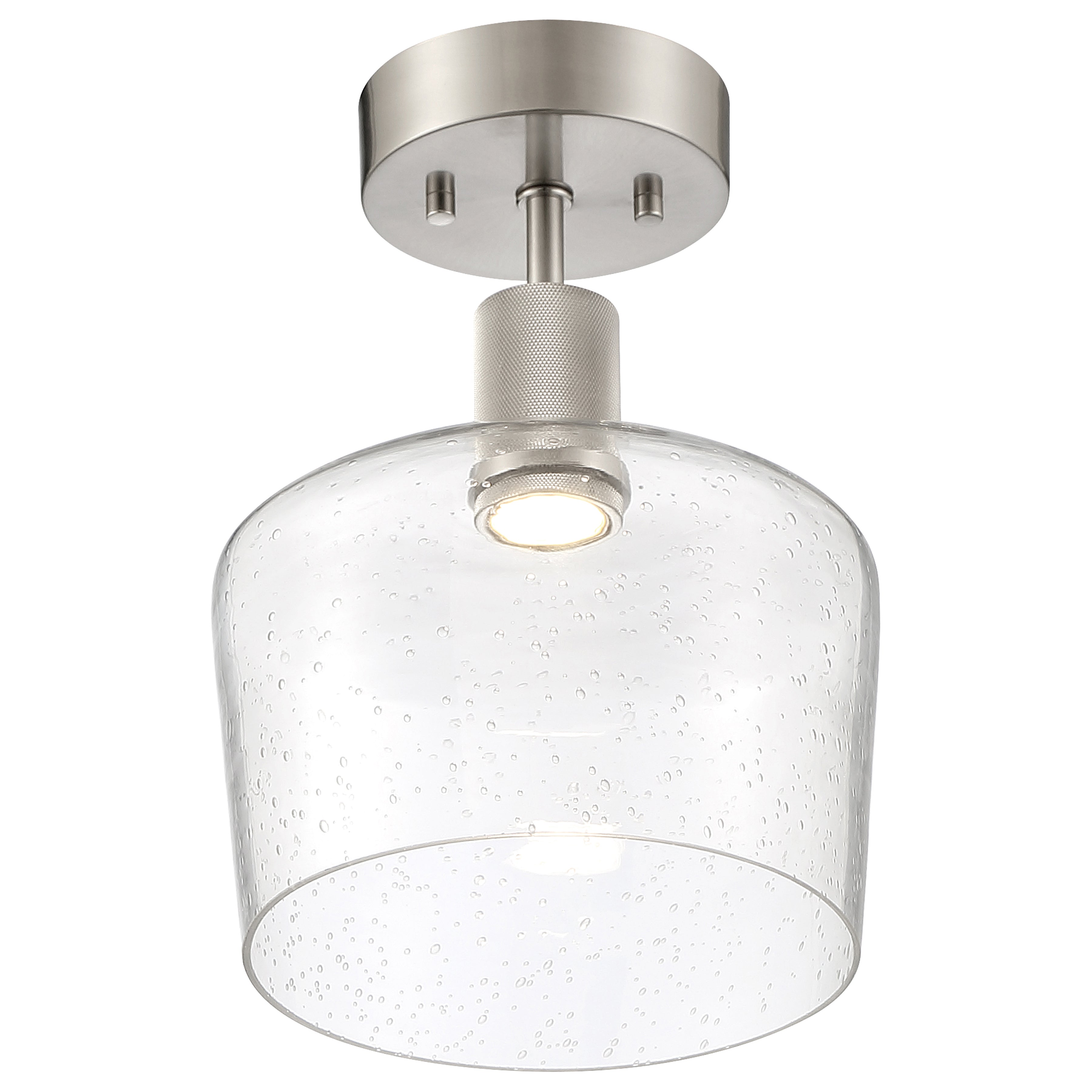 Port Nine Chardonnay LED Semi-Flush, Brushed Steel / Seeded Glass / 9W