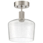 Port Nine Chardonnay LED Semi-Flush, Brushed Steel / Seeded Glass / 9W