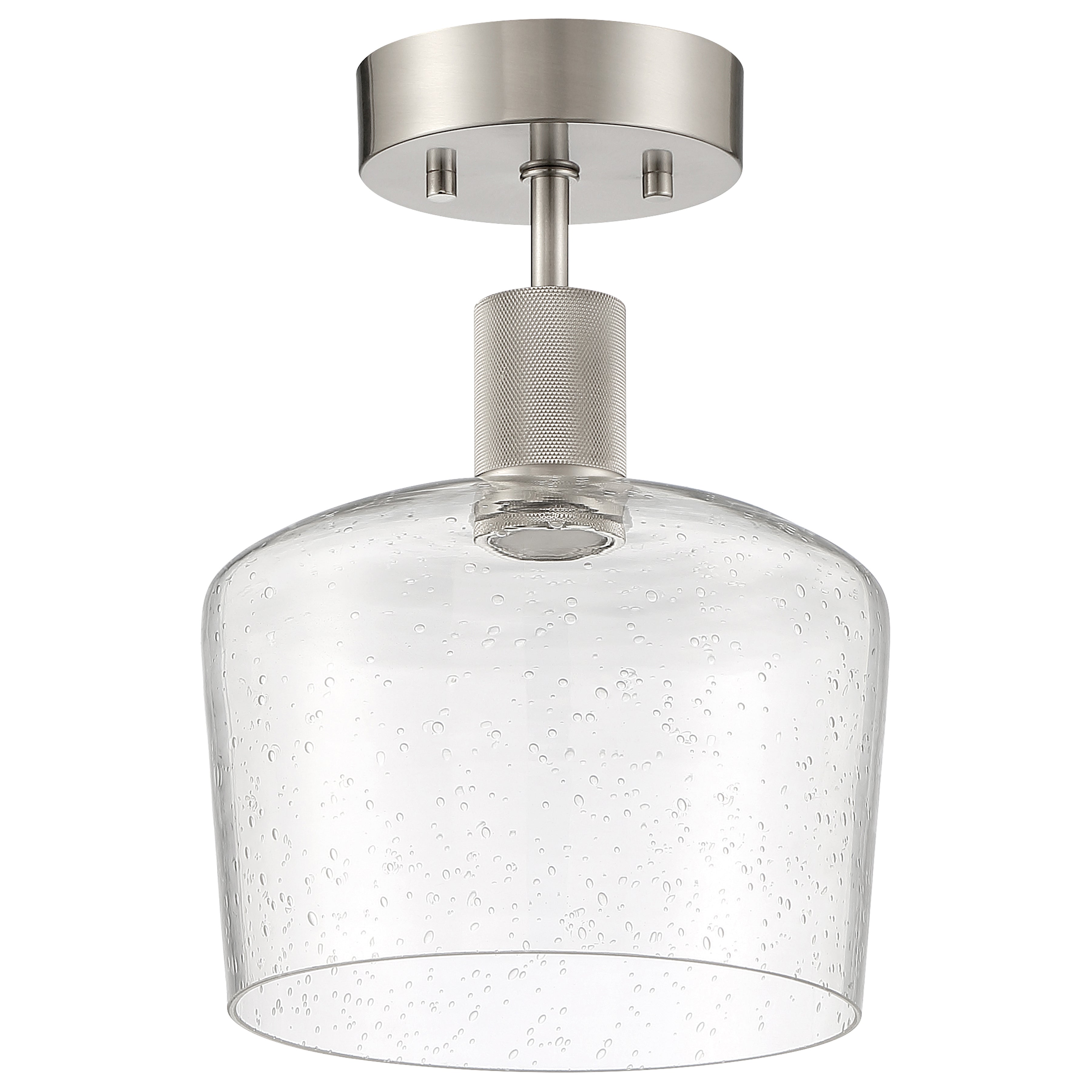 Port Nine Chardonnay LED Semi-Flush, Brushed Steel / Seeded Glass / 9W